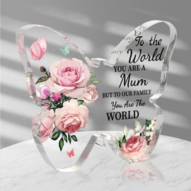 Blumuze Mum Gifts, Butterfly Shaped Acrylic Plaque Gifts for Mum,Mum Birthday Gifts from Daughter Son, Mothers Day Anniversary Wedding Gifts for Mum Presents for Mum Mummy