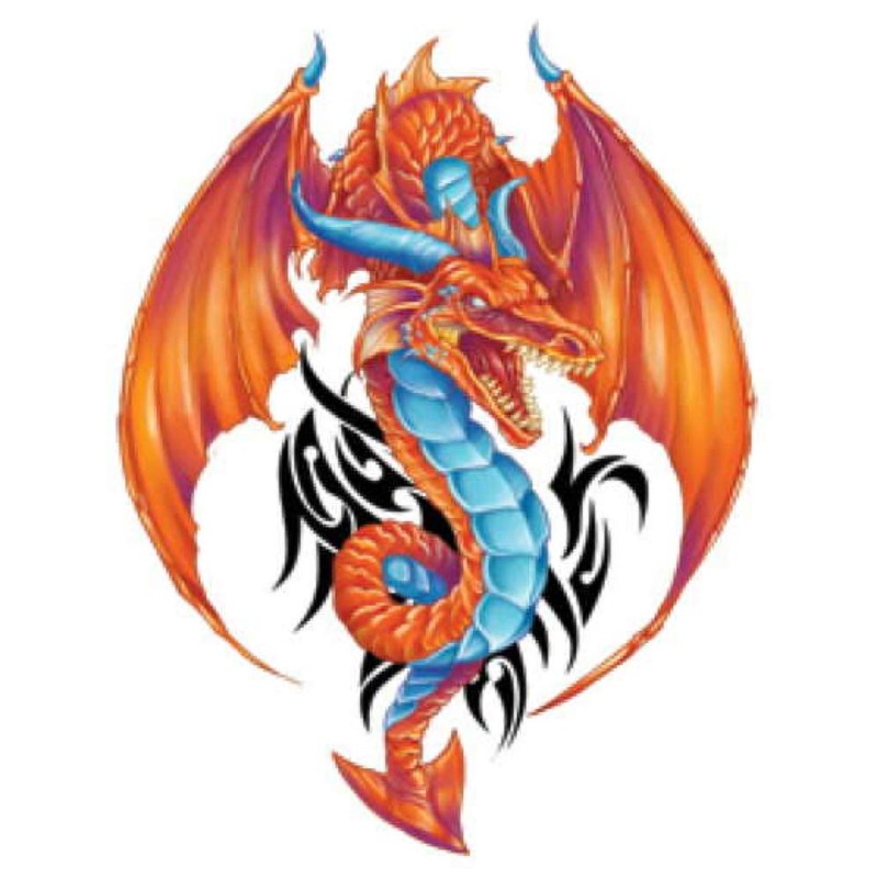 Fantasy Dragons Temporary Tattoos, Set of 10 Colorful Dragon Tattoos