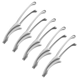 M METERXITY 5 Pcs Korean and Japanese BBQ Tongs 11.5 Inch Barbecue Tongs 304 Stainless Steel Kitchen Self-Standing Grill Non-Slip for Grill/Salad/Camping/Cooking [Silver]