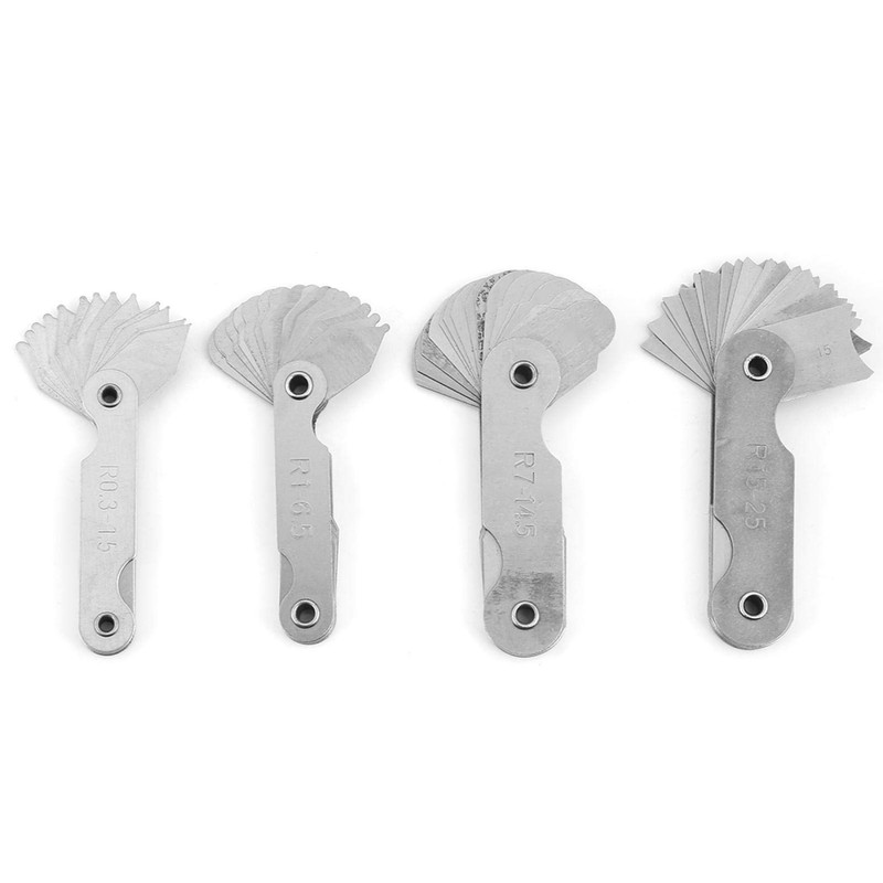 4Pcs Stainless Steel Radius Gauge, Portable Concave Convex External Internal