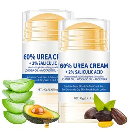 Urea Cream 60 Percent for Feet - Cracked Heel Repair Cream Plus 2% Salicylic Acid - 2Pcs Foot Cream for Very Dry Feet Deep Moisturizing - Skin Care Hands & feet Urea Foot Cream
