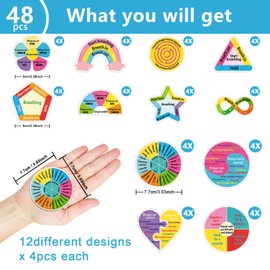 48 Pcs Breath Calm Anxiety Sensory Stickers Reusable Mindfulness Stickers Calming Strips Adhesive Sensory Strips for School Office Classroom Desk Adults Teens Counselor Tension Fidget Supplies
