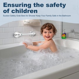 Daren Medical Shower Grab Bar 2 PCS Suction Grab Bars for Bathtubs and Showers, Shower Handle Removable Shower Handrails for Kids, Bathroom Safety Grip Waterproof(Silver)