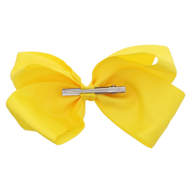 8 Inch Grosgrain Bow for Women and Girls (Yellow)