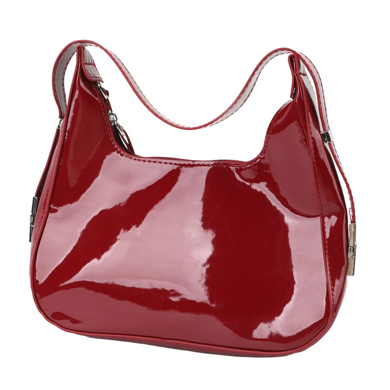 Women Underarm Bag Fashionable Glossy Surfaces PU Leather Shoulder Messenger