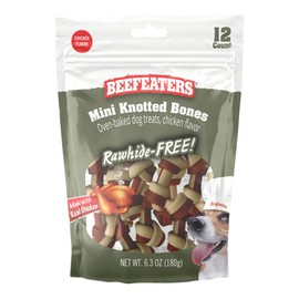 Beefeaters Mini Knotted Bone Chicken Flavor 12ct – Rawhide-Free, Real Chicken, No Artificial Flavors, Digestion-Friendly, Cleans Teeth, Ideal for Training & All Dog Sizes