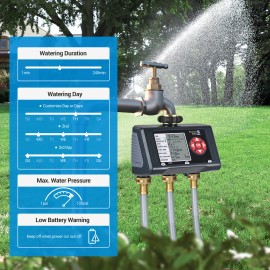 DEWENWILS Outdoor Sprinkler Timer for Garden Hose 3 Zone Water Hose Programmable