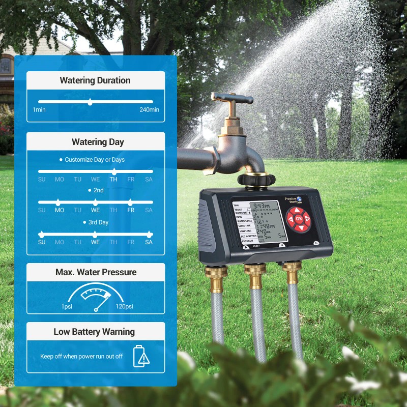 DEWENWILS Outdoor Sprinkler Timer for Garden Hose 3 Zone Water