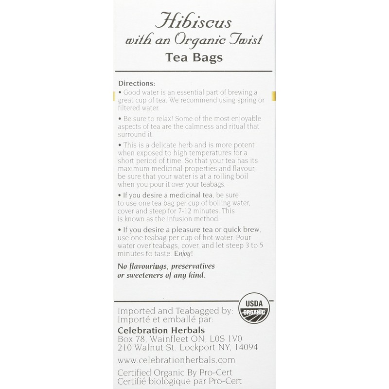 Celebration Herbals Hibiscus with an Organic Twist Tea Organic 24