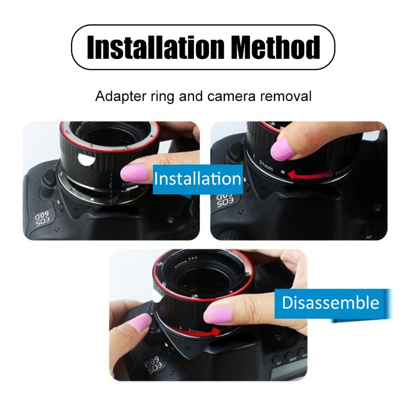 Metal Auto Focusing Macro Extension Adapter Tube Ring Set for