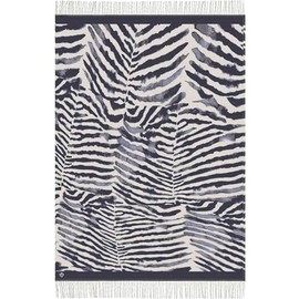 FRAAS Cashmink Cuddly Blanket - Bedspread - Throw - Blanket with Zebra Design - Sustainability Edition - Fluffy Blanket Size 130 x 200 cm Black