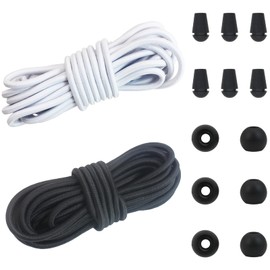 4mm Thick Elastic Cord for Sewing 5/32 inch 30ft Black & White Bungee Shock Kayak Tie Down Straps Tent Elastic Cord Replacement Heavy Stretchy Rope for Crafts-Pants-Clothing-Outdoor Supplies