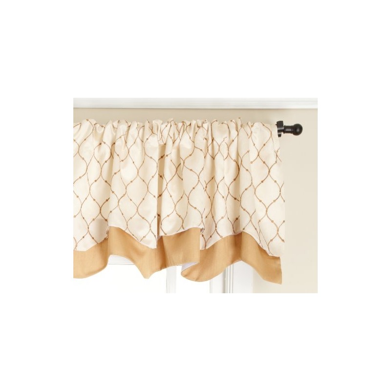 Stylemaster Bleecker 54 by 17-Inch Lined Embroidered Layered Valance, Truffle