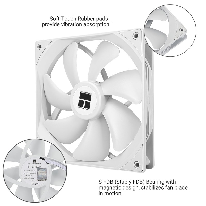 Thermalright TL-C14CW CPU Case Fan 140mm, PWM Fan Silent Computer
