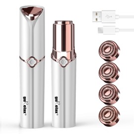 GURELAX Facial Hair Remover for Women (2023) Rechargeable, 4 x Replacement Heads Included, Face Razor Women, Painless Women's Razor Face, for Cheeks, Chin, Arm
