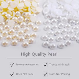 10000PCS 1.5mm Nail Art Flatback Half Round Pearls Ivory Flatback Pearls for Nails Face Body Make Up Crafts Small Half Pearls Rhinestones for Home DIY Nails Shoes Salon Use