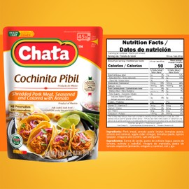 Chata Seasoned Shredded Meat 8.8oz Pouch (Pack of 1) (Select Flavor Below) (Cochinita Pibil).