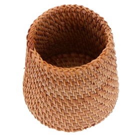 KICHOUSE 1pc Hand Woven Pen Holder Compact Desktop Organizer for Home Office School Use Stylish Storage Basket Wood Woven Design for Various Pens and Sundries