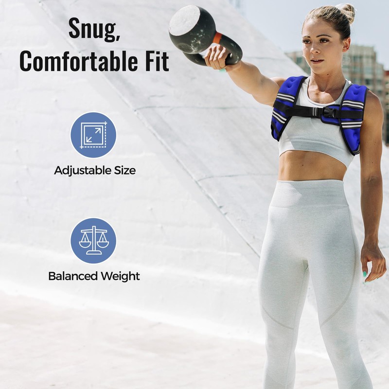 Zeerun Weighted Vest, 6lb/8lb/10lb/12lb/15lb/18lb/20lb/24lb/30lb for Men Women, Reflective Stripe Adjustable