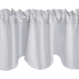 Aquazolax White Valances Curtains for Windows 2 Panels Set Rod Pocket Kitchen/Basement/Bedroom/Bathroom Short Decorative Scalloped Curtain, 52" W x 18" L, Greyish White