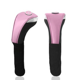 Andux 3Pcs/Set PU Golf Wood Club Head Covers 460cc Driver with Long Neck Pink
