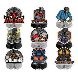 9 PCS Electric Welding Honeycomb Centerpieces Table Decorations Electric Welding Table Centerpieces for Electric Welding Party Supplies Electric Welder Birthday Party Decorations