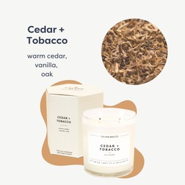 Calyan Wax Co. Calyan Wax Co. 2 Wick Candle, Cedar + Tobacco Scented Candle, 37 Hour Burn Time, Aromatherapy Soy Candles, Non Toxic & Vegan Soy Wax, Glass Tumbler Scented Candles, 8.8oz