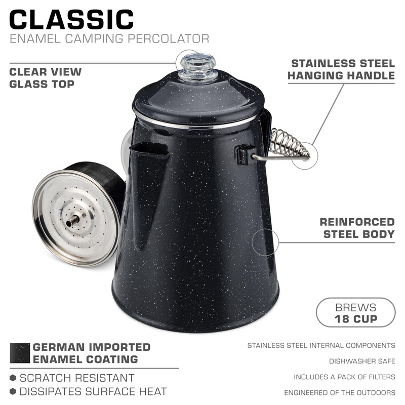 COLETTI Classic Percolator Coffee Pot — The Most Nostalgic Camping