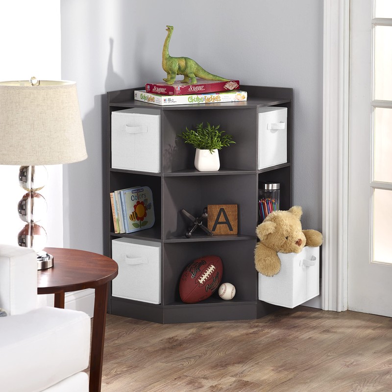 Badger Basket Corner Cubby Toy Storage Unit for Kids with