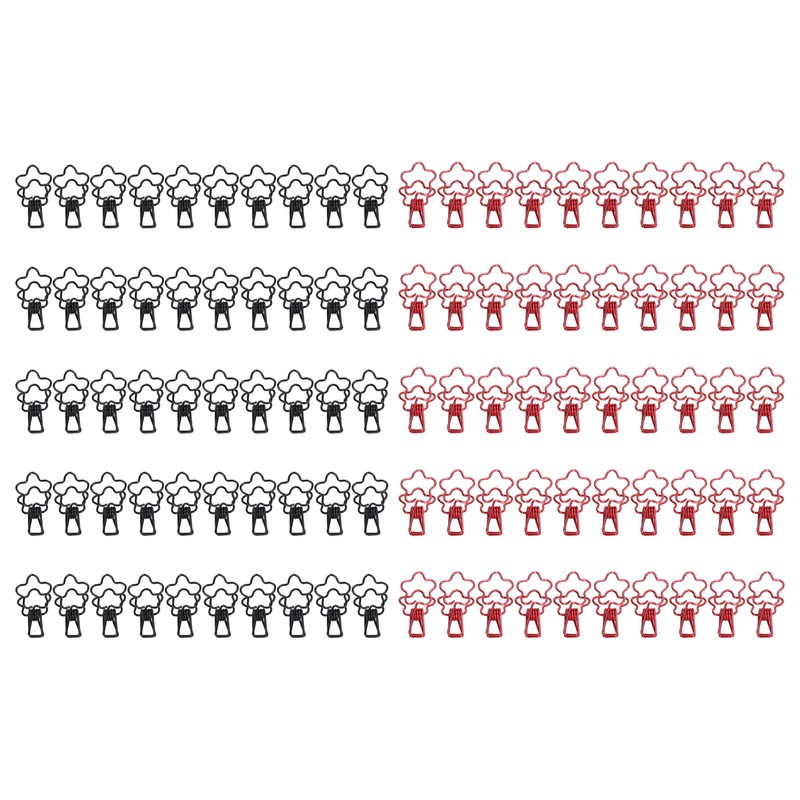 100pcs Binder Clips Black Red Cute Cartoon Flower Shape Metal