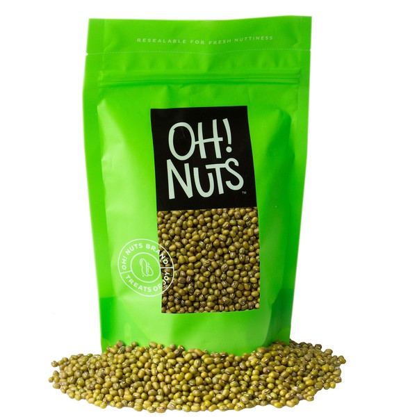 Oh! Nuts Mung Beans 5lb Bulk Bag | Great Beans for Sprouting Dried Kosher Moong Dal | Vegan, Paleo, Long Lasting Protein Packed Pantry Items | Green Lentils Stay-Fresh Food Pack | Keto Toor Dahl Bean
