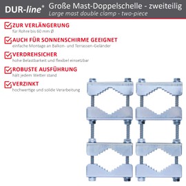 Double Mast Clamp Set with 2 Clamps for Mast to Pole Mounting (Mast Extension)