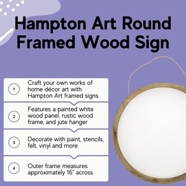 Hampton Art Wood Rustic Framed Rnd 16" White