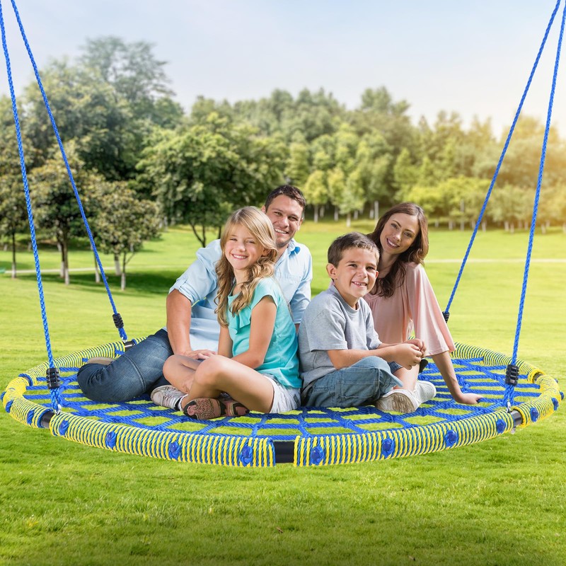 Trekassy 60" Large Spider Web Saucer Tree Swing for Kids