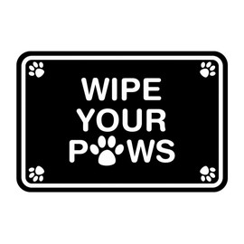 Classic Framed Paws, Wipe Your Paws Sign (Black) - Small