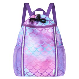 WAWSAM Gym Bag with Drawstring for Kids, Kids Sports Backpack for Boys Girls, mermaid