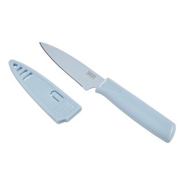 Kuhn Rikon Colori® Paring Knife – 4 Inch Japanese Stainless Steel, Nonstick Blade, Ergonomic Handle & Sheath, Light Blue