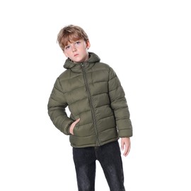 Hooded Puffer Coats for Toddler Boys and Girls – Lightweight and Packable – Outwear Insulated Jackets, Warm and Comfy, Travel, Snow Play, Olive Green, 4T…
