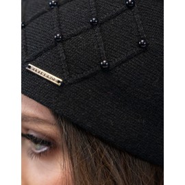 VIVISENCE Women's Winter Hat Warm and Comfortable Beanie for Autumn and Winter Warm Thick Headgear, Classic Elegant Hat for Women Cut Model 7002, Black, One Size
