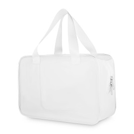 Clear makeup bag | Water Resistant PVC hanging Toiletry Pouch with Zipper TSA Approved | Cosmetic Transparent Bag Carry on Airport Airline Compliant | Travel Accessories for Men and Women