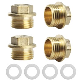 Pack of 4 Brass Plugs 1/2 Inch Male Thread Sealing Plug 1/2 Inch Pipe End Cap Blind Plug Pipe Plugs for Pipe Connection Bathroom Radiator Heating Water Pipes and Drinking Water System Ge