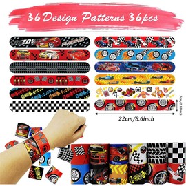 Pack of 36 Cartoon Party Snap Bracelets, Cartoon Swatter Bracelets, Children's Cartoon Snap Bracelets, Slap Bracelets, Cartoon Pattern for Boys and Girls, Birthday Gift