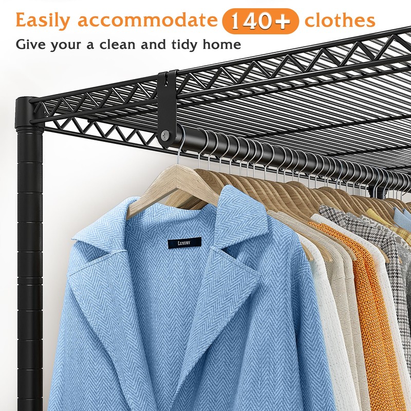 Raybee Clothes Rack 79''H Heavy Duty Clothing Rack with Wheels