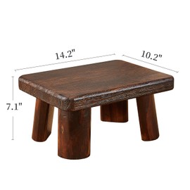 GZQWDC Wooden Foot Stool,Kids Wooden Bench,Wood Stool,Small Wood Bench,Wooden Steps,Kitchen Step Stool,Wood Plant Stand (14.2"x10.2"x7.1")