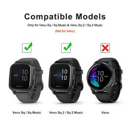 Cases for Garmin Venu Sq/Sq 2 Music Screen Protector, All-Around Cover Anti-Scratch Bumper (Black+Black+Black)