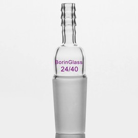 BorinGlass Glass Straight Inlet Adapter with 24/40 Joint and 10 mm Hose Connection
