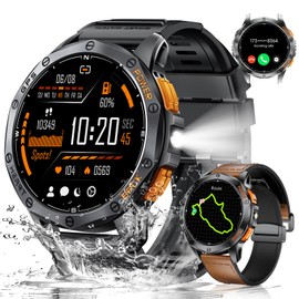LIGE DM1 GPS Smartwatch, Flashlight, Built-in GPS, 6 Satellite Movement Recording, Smartwatch, Round Shape, 1.43 Inch AMOLED Display, Constant Display, IP68 Dustproof, Waterproof, 100+ Exercise Modes,