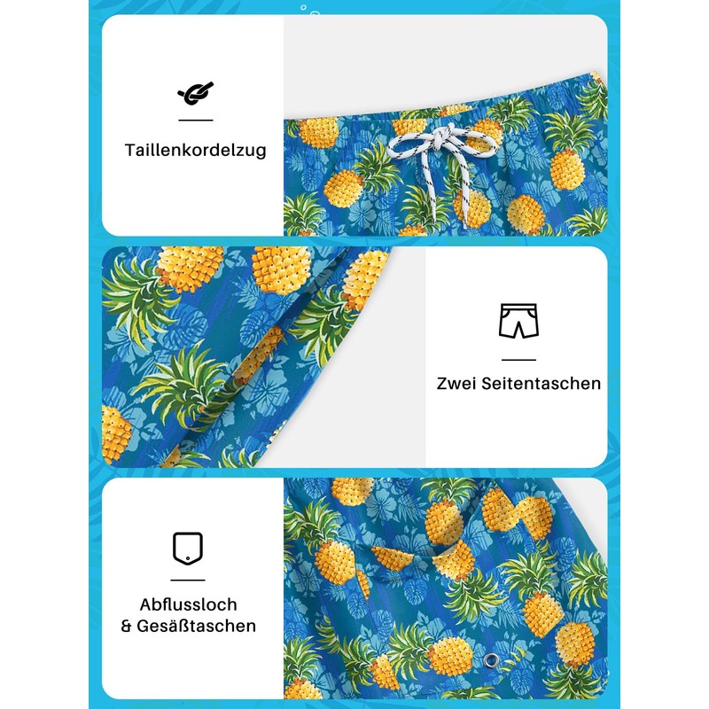 BesserBay Summer Boys' Swimming Trunks with Compression Liner Pockets UPF