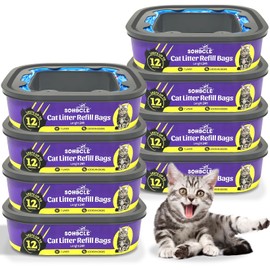 SOHBCLE Cat Litter Refill Bags|24FT 8-Pack|Odor Control Cat Litter Bags|Compatible with Pet Genie Refills Standard,Plus,XL+ and XL Pail Refills|Lasts Up to 24 Months