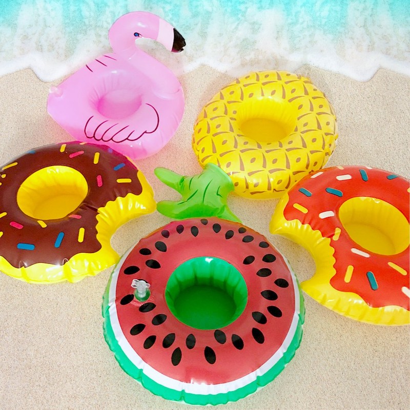Tropical Pineapple Inflatable Pool Float and Pool Toy Drink Holder